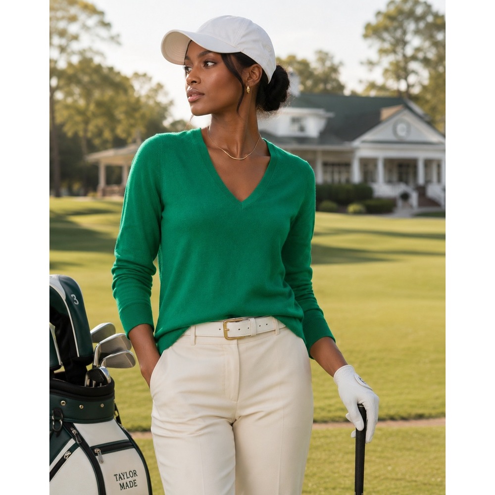 Banana Republic Womens Kelly Green 100% Merino Wool V-Neck Sweater Large - Picture 2 of 8